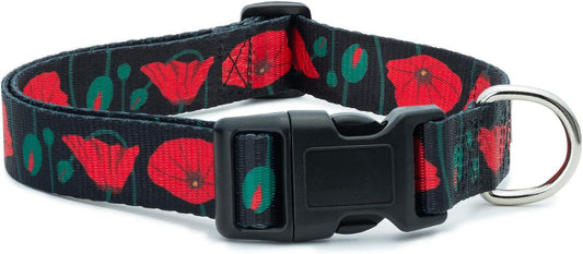 Floral Flower Dog Collar (Large, Poppy)