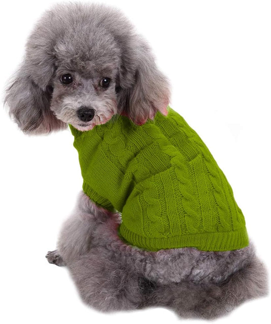 Small Dog Sweaters Knitted Pet Cat Warm Dog Sweatshirt Winter Clothes Kitten Puppy Sweater (X-Small,Light Green)