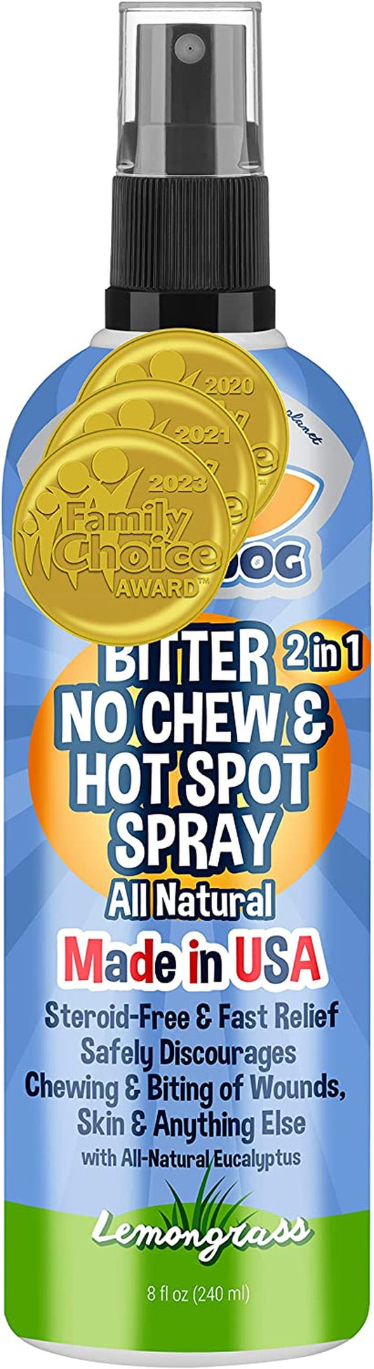 Bodhi Dog Bitter 2-In-1 No Chew & Hot Spot Spray - Natural Anti-Chew Remedy Better than Bitter Apple - Soothes Hot Spots, Deters Chewing - Safe for Skin, Wounds & Furniture- Made in USA (8 Fl Oz)
