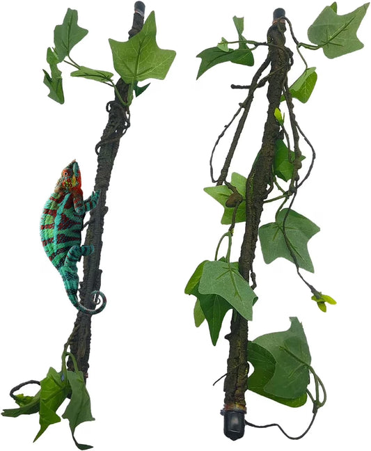 Reptile Climbing Branch Flexible Bend-A-Branch Jungle Vines Terrarium Plant Decoration with Suction Cup for Crested Gecko Chameleon Gecko Snake Tree Frog 2PCS